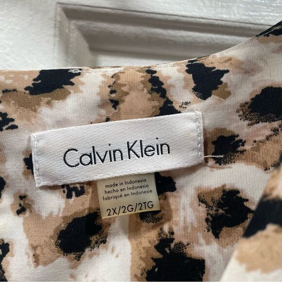 Calvin Klein Leopard Print Cap Sleeve Blouse Size 2X - Picture 6 of 10